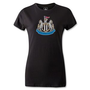 hidden Newcastle United Crest Womens T Shirt (Black)
