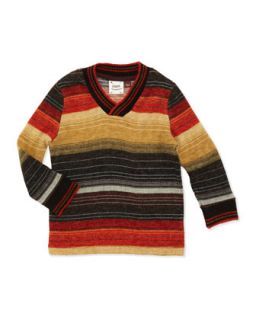 Striped V Neck Sweater, Autumn, 5 10