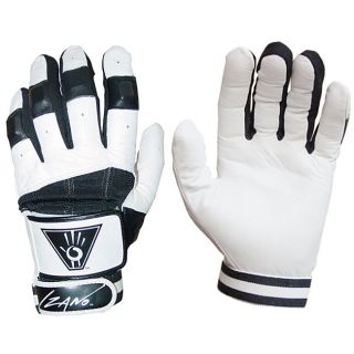 Youth White And Black Large Weighted Leather And Velcro Batting Gloves