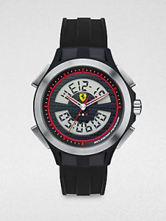 Scuderia Ferrari Lap Time Stainless Steel Watch   Stainless Steel Black