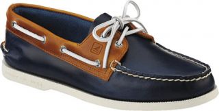 Mens Sperry Top Sider A/O 2 Eye Cyclone   Dark Blue/Tan Leather Sailing Shoes