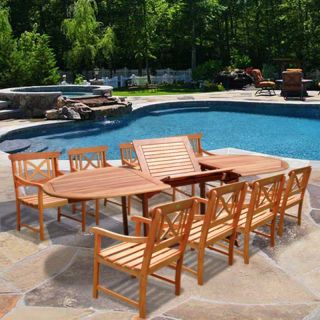 Crossback Extension Table Outdoor Dining Set   Seats 8 Multicolor   V144SET18