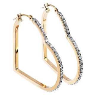 14Kt. Yellow Gold Diamond Accent Floating Heart Hoop Earrings   Yellow