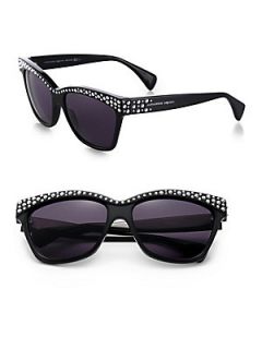 Alexander McQueen Studded Acetate Cats Eye Sunglasses   Black
