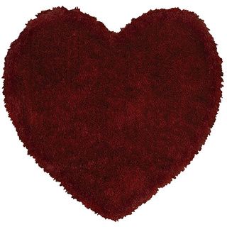 Hand tufted Heart Shapes Red Shag Rug (4 X 4)