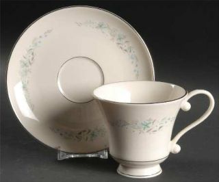 Pickard Remembrance Footed Cup & Saucer Set, Fine China Dinnerware   Blue,White