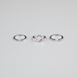 3 Piece Rhinestone & Arrow Midi Rings Silver One Size For Women 239629