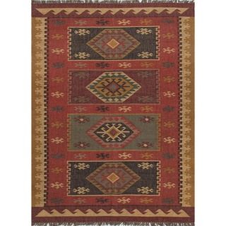 Handmade Flat Weave Tribal Multicolor Jute Rug (8 X 10)