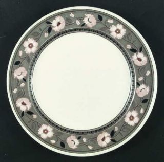 Mikasa Belmont Dinner Plate, Fine China Dinnerware   Pink Flowers&Black Leaves O
