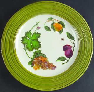 Vintage Orchard Dinner Plate, Fine China Dinnerware   Raymond Waites,Green Rim W
