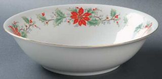 Trisa 1693 (China) 9 Round Vegetable Bowl, Fine China Dinnerware   Poinsettia &