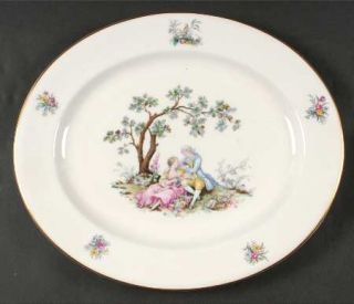 Royal Worcester Watteau 13 Oval Serving Platter, Fine China Dinnerware   People