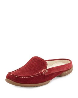 Veni Perforated Suede Slide, Red