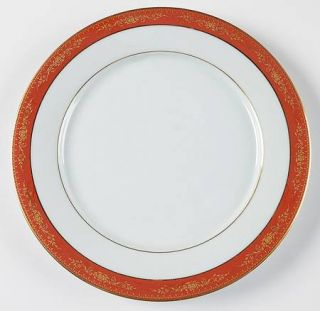 Noritake Goldhill Dinner Plate, Fine China Dinnerware   Gold Flowers On Rust Ban