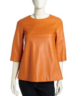 Patent Leather Zip Tunic, Persimmon