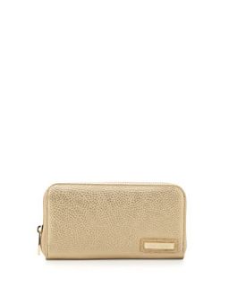 Believe Pebbled Faux Leather Continental Wallet, Light Gold