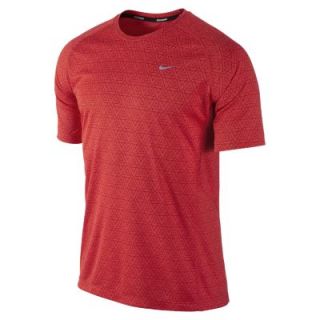Nike Miler Printed Mens Running Shirt   Light Crimson