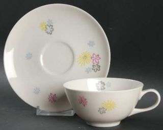 Syracuse Carousel Flat Cup & Saucer Set, Fine China Dinnerware   Abstract Floral