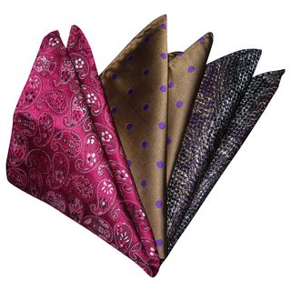 Dmitry Mens Pink/tan/purple Italian Silk Pocket Squares (pack Of 3)