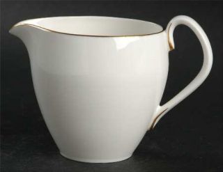 Royal Worcester Snow Gold Creamer, Fine China Dinnerware   All White, Coupe, Gol