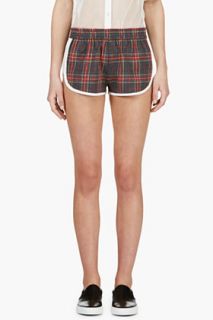 Filles A Papa Red And Blue Plaid Piped Kristen Shorts