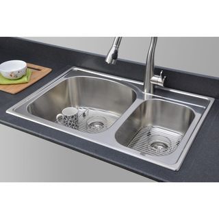 Wells Sinkware 18 Gauge Double Bowl Topmount Stainless Steel Kitchen Sink