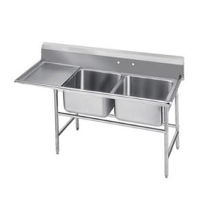 Advance Tabco 58 in Sink w/ (2) 20x16x12 in Bowl & 18 in L Drainboard, Galvanized Frame