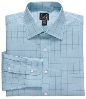 Traveler Tailored Fit Spread Collar Blue/Brown Windowpane Dress Shirt JoS. A. Ba
