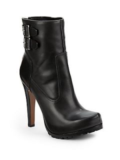 Reece Leather Platform Ankle Boots   Black