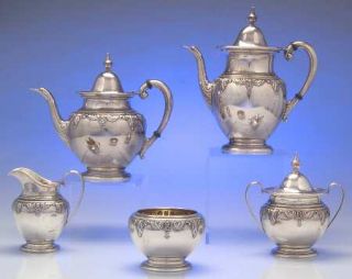 Wallace Stradivari (Sterling,Hollowware) 5 Piece Tea Set with Waste Bowl   Sterl