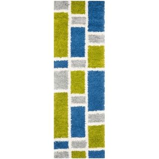 Deco Squares Blue Shag Rug (23 X 7)