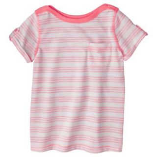 Cherokee Infant Toddler Girls Short Sleeve Striped Tee   Moxie Peach 12 M