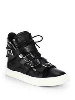Giuseppe Zanotti Multistrap Double Zip High Top Sneakers   Black