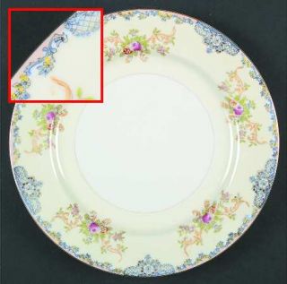Krescent (Japan) Kre8 Dinner Plate, Fine China Dinnerware   Floral Sprays,Blue L