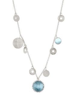 Pillar Blue Topaz & Diamond Charm Necklace