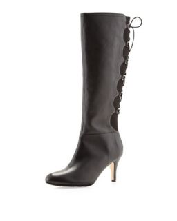 Tiara Leather Corset Boot, Black