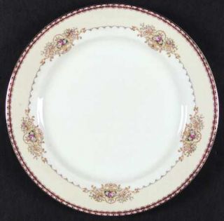 Meito Dover Dinner Plate, Fine China Dinnerware   Red Border, Floral   Sprays