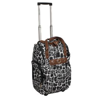 Runway Ladys Black Lightweight Carry on Rolling Luggage Bag (Black/ beige/ whiteWeight 4.4 poundsOne front zipper secured compartment with easy accessTwo side and one back zipper secured pockets Top comfort grip handlesTelescopic retractable handleWheele