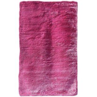 Handmade Pink/ Purple Solid Pattern Polyester Rug (5 X 8)