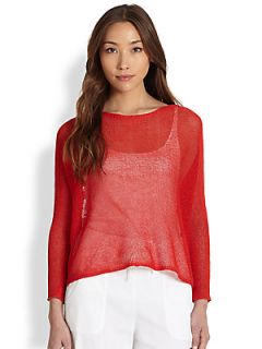 Eileen Fisher Ballet Neck Knit Top   Red Lory