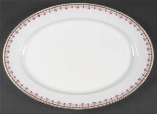 Heinrich   H&C 9703 14 Oval Serving Platter, Fine China Dinnerware   Pink Roses