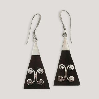 Novica Triangle Sterling Silver Dangle Earrings   World Market