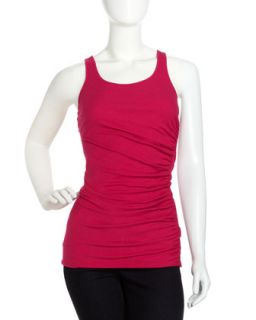 Long Ruched Tank, Hot Pink