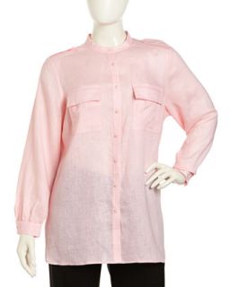 Long Sleeve Linen Safari Shirt, Womens