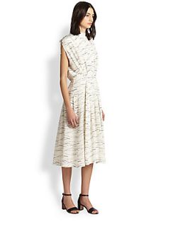 Rachel Comey Dulcet Silk Printed Pleated Dress   Ivory
