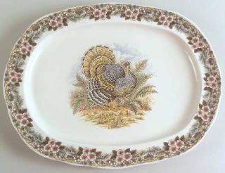 Queens China Thanksgiving Multicolor 18 Oval Serving Platter, Fine China Dinne