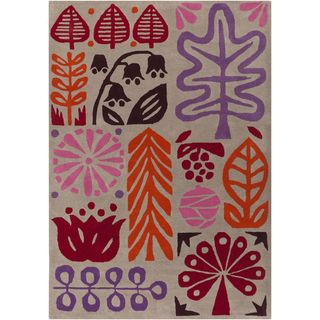 Hand tufted Novelty Bengals Multi Floral Wool Rug (8 X 11)