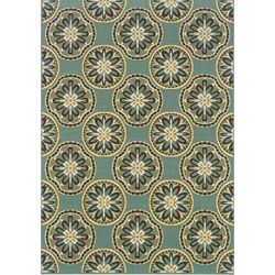 Blue/ Ivory Outdoor Area Rug (67 X 96)