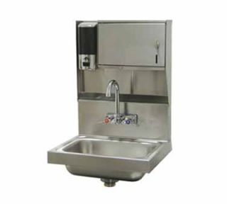 Advance Tabco Wall Hand Sink   14x10x5 Bowl, Splash Mount Faucet, Soap, Towel Dispenser