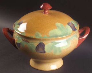 Laure Japy Figari Tureen &  Lid, Fine China Dinnerware   Fruit On Either Red Or